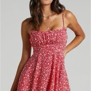 Sweetheart Mini Dress in Red Floral